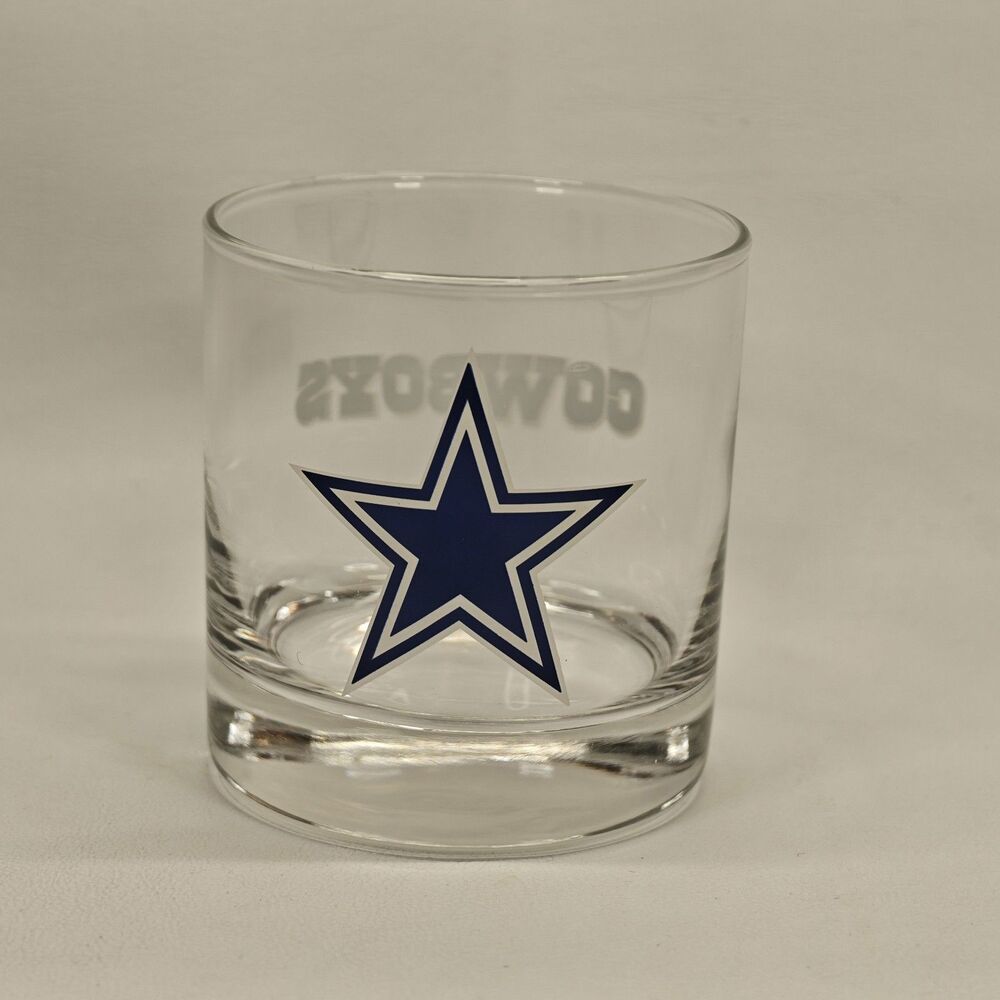 Dallas Cowboys NFL Rocks Glass Clear Star Logos Whiskey Tumbler Football Barware
